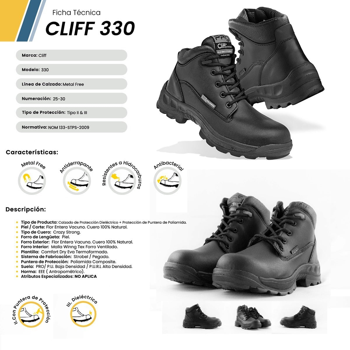 Bota De Seguridad Industrial Dieléctrica Cliff 330