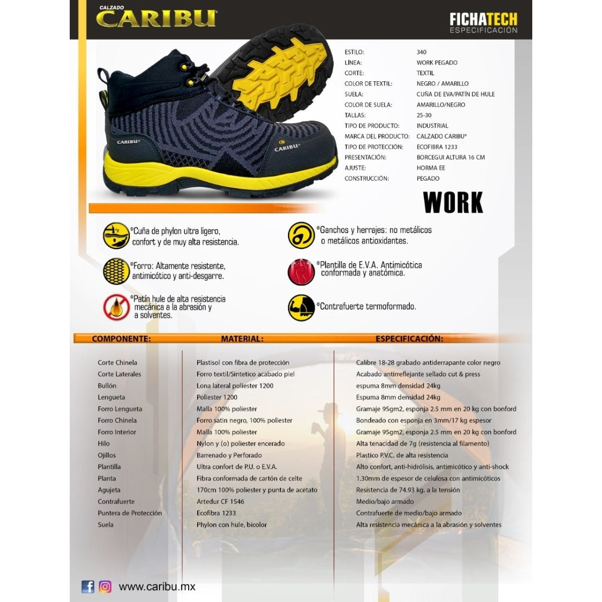 Bota Caribú 340 Industrial Con Casco