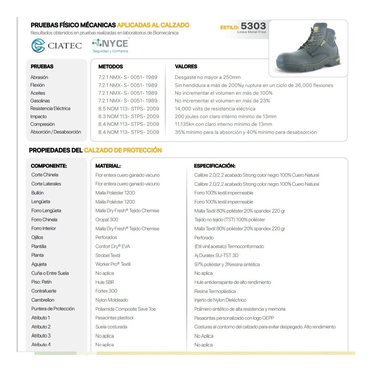 Bota Dieléctrica De Seguridad Industrial Cliff 5303