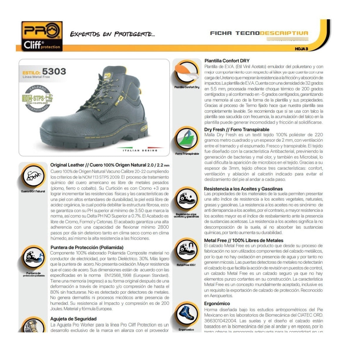 Bota Dieléctrica De Seguridad Industrial Cliff 5303