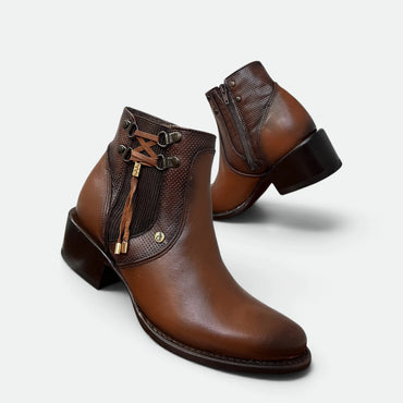 Botin Indomable 0017 Para Dama En Piel Genuina De Res Cafe