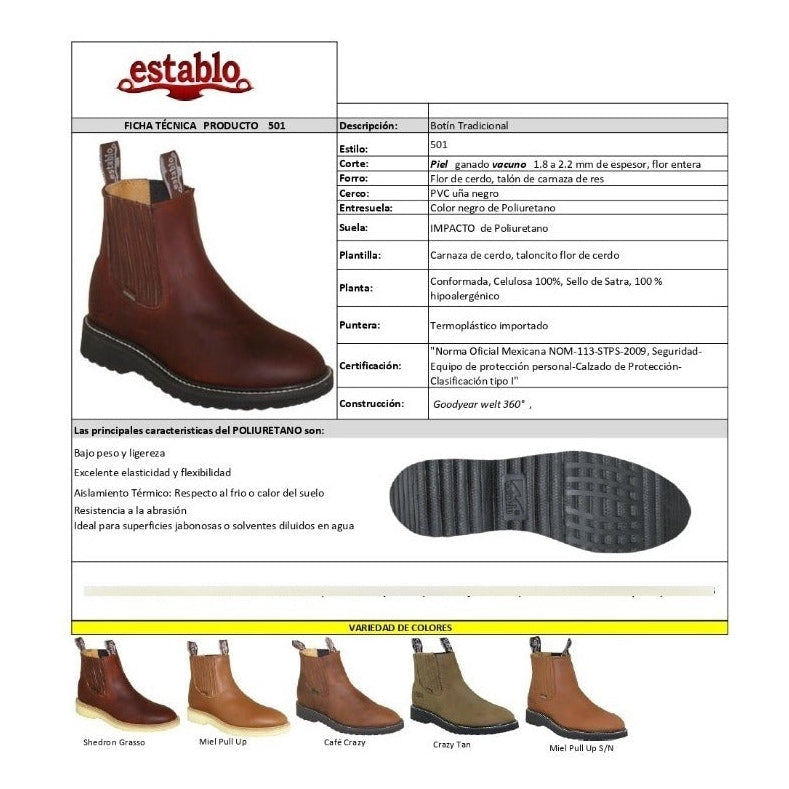Bota Botin De Trabajo Roper Establo Modelo 501